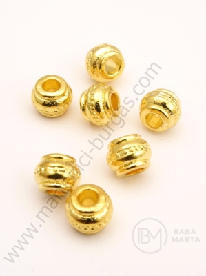 Mărgele metallice 9x7mm aurii, gaură 3.5mm, 10 buc. 308441