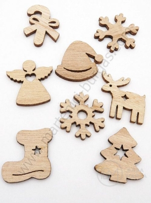 Figurine de Crăciun mix 20~25x20~25x2~2.5mm din lemn 1 pack 10 pcs 182315