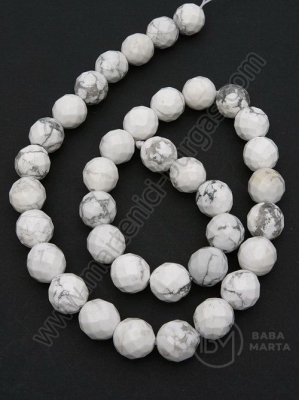 Bilă fațetată albă Howlite 10mm ~37 buc 352527