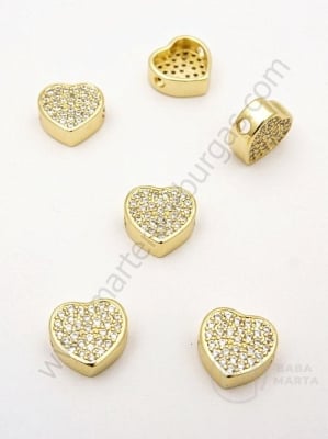 Margele inimă 9x9.5x4mm cu zirconii forjat 1 bucată 305266