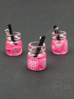 Pendant sticla borcan 14x10mm cu cocktail de fructe 1 pachet 2 bucati 335518