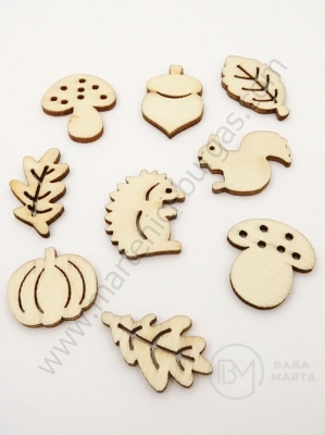 Figurină mixtă din lemn 19~27.5x15~25x2.5mm 1 pachet 20 buc 182191