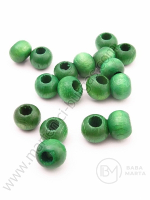 Bilă de lemn 7x9mm verde gaură ~4mm 40g ~200buc 321048
