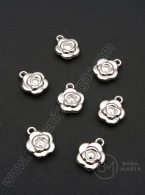Pandantiv SSV floare 16x13mm culoare argintie 1 pachet 50 buc 318457