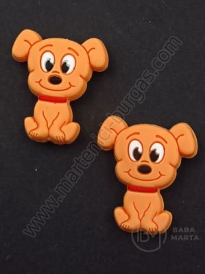 Margele silicon dog 28x25x7.5mm portocaliu gaura 2mm 1 buc 317010