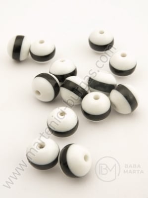 Albă de cauciuc Minge 10x9mm cu gaură neagră 2mm 30 buc 311538