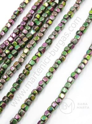 Cub de hematit 3mm, gaură nemagnetică 1mm ~130 buc ~40cm1wt 353231