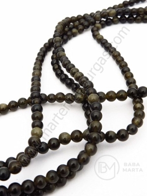 Obsidian cu luciu auriu, bilă de 4mm, 40cm ~95 pieces 1 buc 352542