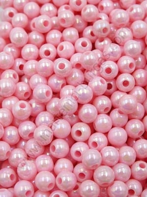 Mărgele roz 6mm efect AB gaură 1.8mm 1 pachet 40g ~380 buc 312852