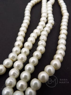 Şir de perle din glass crem, 6 mm. ~80cm ~140 bucati 341041