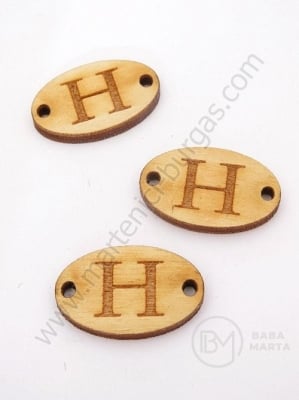 Țiglă de lemn 25x16x3mm litera <b>H</b> gaură 2.5mm 1 pachet 10buc 182253
