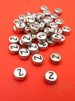 Mărgele 7x4mm lettera Z metalică gaură 1mm 1 pachet 100 buc 318625
