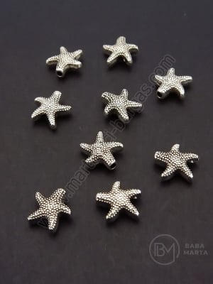 Mărgele stea de mare 10x3.5mm color argintie 1 pachet 15 buc 306550