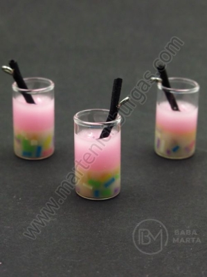 Pandantiv pahar sticla 18x12mm, cocktail de fructe, gaura 2mm, 1 pachet, 2 buc. 335889