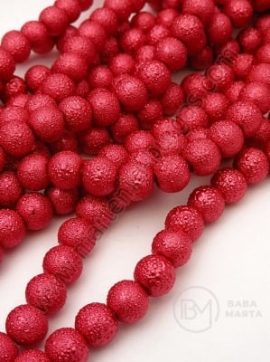 Șir de perle 8mm glass red brută ~80cm ~105 pieces 341068