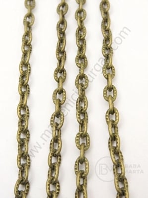 Lanț metalic 5x3.5x1mm gravat color bronz antic 1 metru 302123