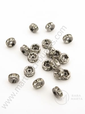 Șaibă 6x2.5mm cu cristale orificiu 1mm culoare grafit 10 buc 301284