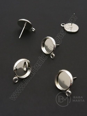 Vârf metalic pentru cercei, bază de încorporare, 12 mm, 1 pachet, 10 buc 302100
