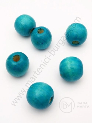 Bilă de lemn 16x18mm gaură albastră 4mm 40g ~22buc 321248