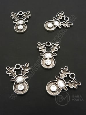 Pandantiv cerb de Crăciun 17x14mm color argintie 1 pachet 10 buc 306532