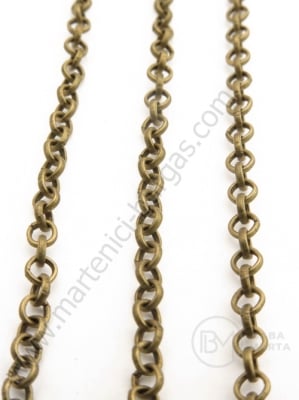 Lanț metalic 4x1mm culoare bronz antic 1 metru 301254