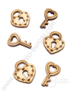 Set lacăt din lemn 18x20mm + cheie 12x20mm 1 pachet 10 buc 181652