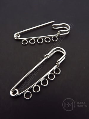 Broșă metalică cu secret AC 50x17mm, culoare argintie, 1 pachet, 2 buc. 301853