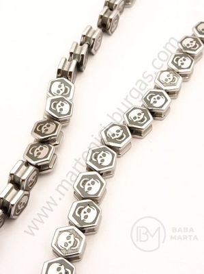 Hematit cu craniu 8x9x5mm argintiu, nemagnetic, gaură 1.5mm ~54 buc 1 buc 352331