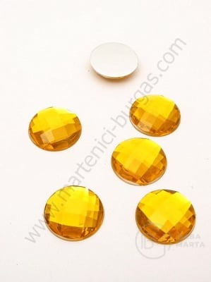 Pietricele acrilice 16x5.5mm galbene pentru lipit 1 pachet 20 buc 151616