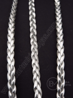 Împletitură din piele ecologică argintie 5x2mm 5 meters 421133