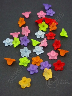 Pălărie cu flori 10x5mm, mix mată, gaură 1mm, 1 pachet 40g ~375 buc 312848