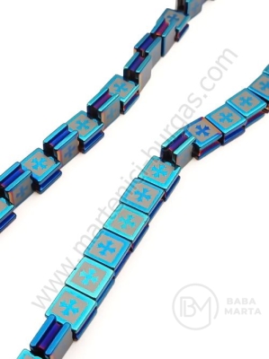 Hematit cu cruce 8x8x5mm albastru, gaură nemagnetică 1.5mm ~55 buc 1 buc 352334