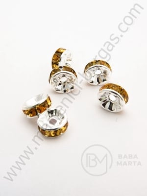 Șaibă 8x3.5mm cu cristale aurii albe 10 buc 301010