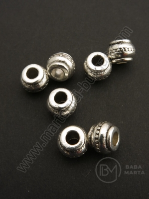 Margele metallice 9x7mm color argintie gaură 3.5mm 10 buc 308520