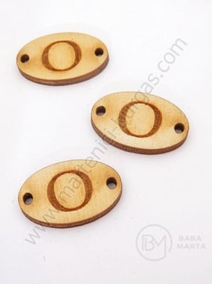Placă de lemn 25x16x3mm litera <b>O</b> gaură 2.5mm 1 pachet 10 buc 182254