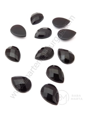 Pietricele acrilice 10x14mm negre pentru lipit 1 pachet 30 buc 151467