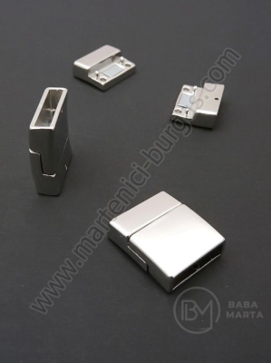Închizator magnetică 17.5x6x20mm argintie, orifice 15x3mm, 1 buc. 302031