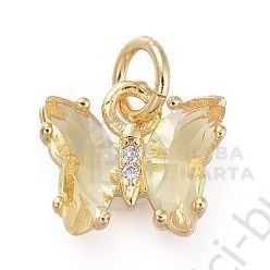 Pandantiv fluture din alamă 12,5 mm cu zirconii forjat, 1 bucată 305358