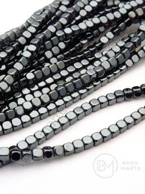 Cub de hematit 3mm, gaură nemagnetică 1mm ~150 buc ~40cm1wt 352674