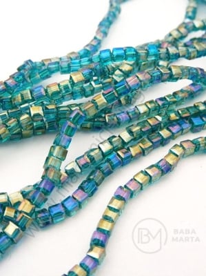 Șir de cuburi de cristal ~2mm gaură de arc 0.5mm ~190 pcs ~43cm 1 buc 342577