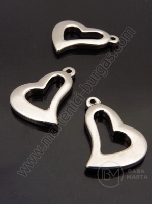 Pandantiv OȚEL inimă 23x17x3mm 1 pachet 2 buc 307219