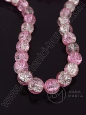 Bilă 10mm roz craquelat cu transparent 80cm ~80 buc 1 buc 343231