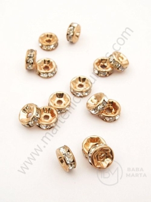Șaibă 8x3.5mm cu cristale auriu roz, gaură 1.5mm, 10 buc. 301283