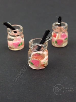 Pendant sticla borcan 14x10mm cu cocktail de fructe 1 pachet 2 bucati 335526