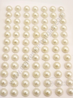 Perle acrilice semisferică crem cu lipici 6mm 84 buc 1 sticker 181014