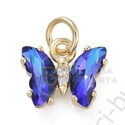 Pandantiv fluture din alamă 12,5 mm cu zirconii forjat, 1 bucată 305366