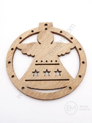 Figurină înger din lemn 68x64x2.5mm gaură 2.5mm 1 pack 2 pcs 182325