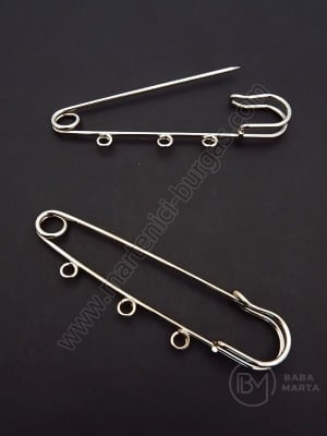 Broșă metalică cu secret AC 75x20mm, culoare argintie, 1 pachet, 1 buc. 302196