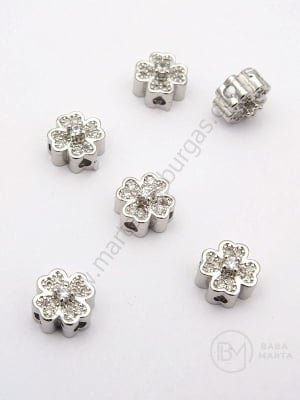 Margele de trifoi 8x5mm cu zirconii forjat, gaura 1.5mm, 1 bucata 305295