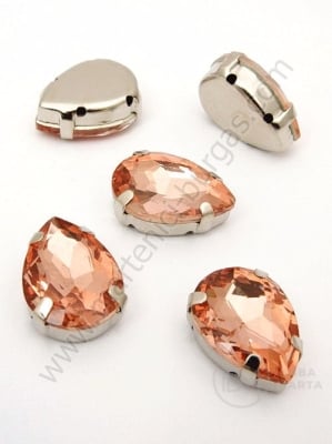 Piatra de sticla (cristal) 13x18mm pearsică în coș metalic 1 pachet 2 buc 151540